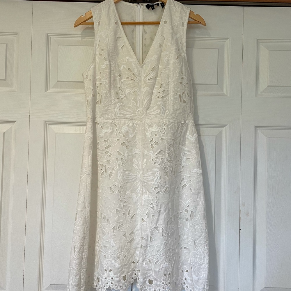 Theory white eyelet dress